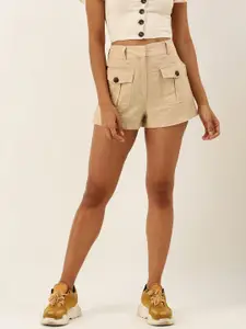 FOREVER 21 Women Khaki Solid Regular Fit Regular Shorts