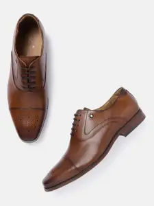 Louis Philippe Men Brown Leather Formal Oxfords