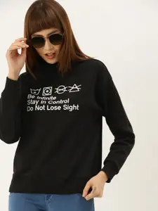 FOREVER 21 Women Black Printed Pullover Sweatshirt