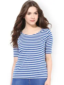Miss Chase Blue & White Striped Top