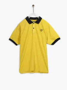 Monte Carlo Boys Yellow Solid Polo Collar T-shirt