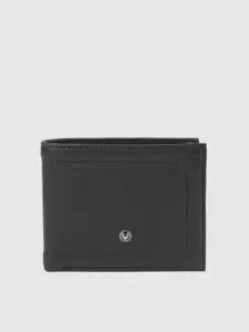 Allen Solly Men Black Solid Two Fold Leather Wallet