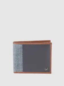 Allen Solly Men Blue Colourblocked Leather Two Fold Wallet
