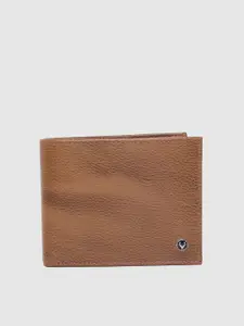 Allen Solly Men Tan Brown Solid Leather Two Fold Wallet