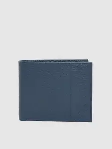 Allen Solly Men Blue Textured Leather Two Fold Wallet