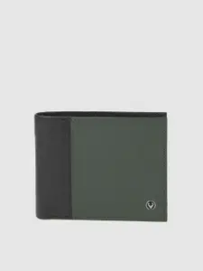 Allen Solly Men Black & Green Colourblocked Two Fold Leather Wallet