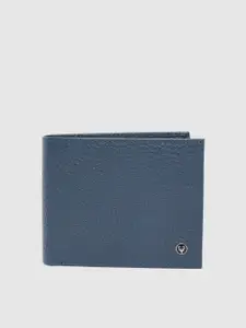 Allen Solly Men Blue Solid Leather Two Fold Wallet