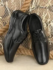 Mactree Men Black Solid Genuine Leather Formal Derbys