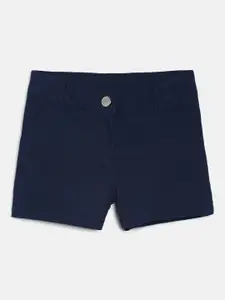 Peppermint Girls Navy Blue Solid Regular Shorts