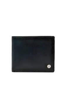 Eske Men Navy Blue Solid Leather Two Fold Wallet