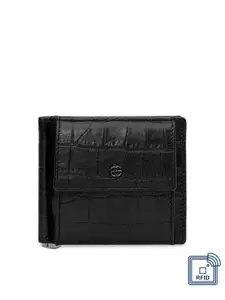 Eske Men Black Paris Dylan Leather Textured Money Clip