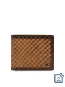 Eske Men Tan Brown Paris Arwin Leather Textured Two Fold Wallet