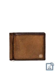 Eske Men Tan Brown Paris Brienne Leather Textured Money Clip