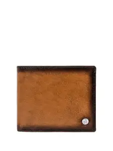 Eske Men Tan Brown Solid Leather Two Fold Wallet