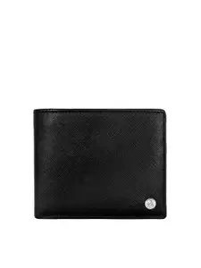 Eske Men Black Solid Leather Two Fold Wallet