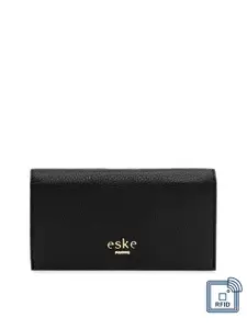 Eske Women Black Solid Two Fold Wallet