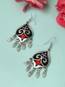 Rubans Silver-Plated Oxidised Handcrafted Classic Drop Earrings