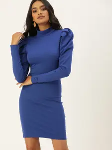 FOREVER 21 Women Blue Solid Sheath Dress