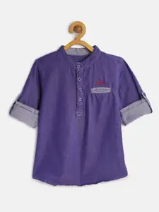TONYBOY Boys Purple Regular Fit Solid Casual Shirt