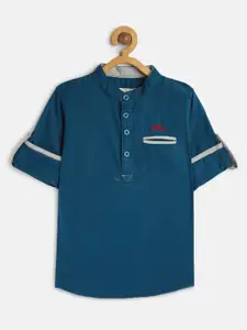 TONYBOY Boys Teal Blue Regular Fit Solid Casual Shirt