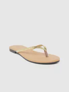 Street Style Store Women Gold-Toned Solid Open Toe Flats