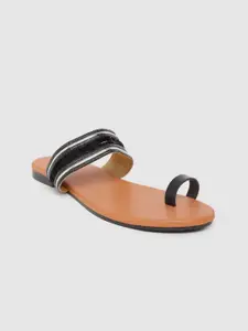 Street Style Store Women Black Solid One Toe Flats