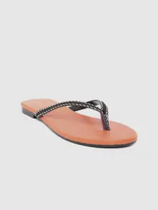 Street Style Store Women Black Solid Open Toe Flats