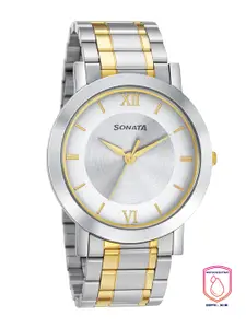 Sonata Utsav Men Silver-Toned Analogue Watch 77108BM02