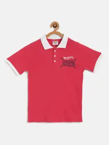 toothless Boys Coral Red  Hot wheels Printed Polo Collar T-shirt