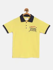 toothless Boys Yellow Brand Logo Printed Polo Collar T-shirt