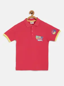 toothless Boys Coral Red Polo Collar T-shirt With Hot wheels Printed Detail