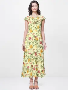 AND Women Yellow Floral Printed Maxi Dress