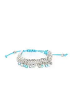 RICHEERA Blue Silver-Plated Beaded Bracelet