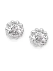 Clara Silver-Toned Swiss Zirconia-Studded Platinum-Plated 925 Sterling Silver Studs