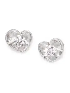 Clara Silver-Toned Swiss Zirconia-Studded Platinum-Plated 925 Sterling Silver Studs