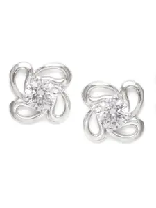 Clara Silver-Toned Swiss Zirconia-Studded Platinum-Plated 925 Sterling Silver Studs