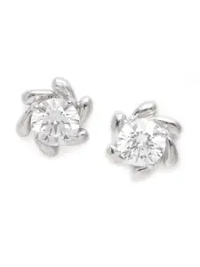 Clara Silver-Toned Swiss Zirconia-Studded Platinum-Plated 925 Sterling Silver Studs