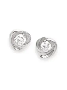 Clara Silver-Toned Swiss Zirconia-Studded Platinum-Plated 925 Sterling Silver Studs