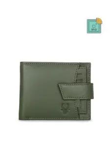 WildHorn Men Green Solid RFID Protected Genuine Leather Two Fold Wallet