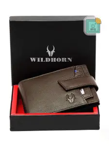 WildHorn Men Brown Solid RFID Protected Genuine Leather Two Fold Wallet