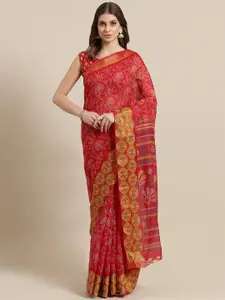 Saree mall Red & Off-White Brasso Woven Design Saree
