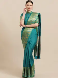 Saree mall Blue Woven Design Banarasi Saree