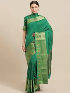 Saree mall Green Woven Design Banarasi Saree