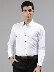 Turtle Men White Slim Fit Satin Finish Solid Formal Shirt