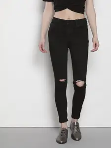 DOROTHY PERKINS Women Black Skinny Fit Mid-Rise Slash Knee Stretchable Jeans