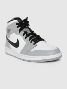 Nike Men Grey Air Jordan 1 Mid Casual Shoes
