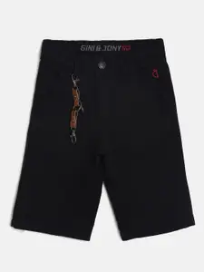 Gini and Jony Boys Black Solid Classic Regular Fit Shorts