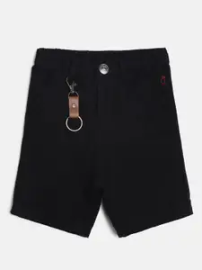 Gini and Jony Boys Black Solid Regular Fit Shorts