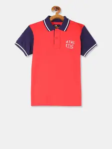 Flying Machine Boys Red Solid Polo Collar Pure Cotton T-shirt