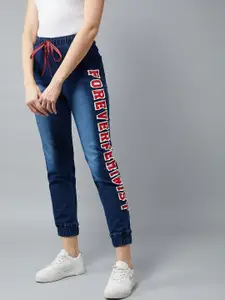 DOLCE CRUDO Women Navy Blue Jogger Mid-Rise Clean Look Stretchable Joggers